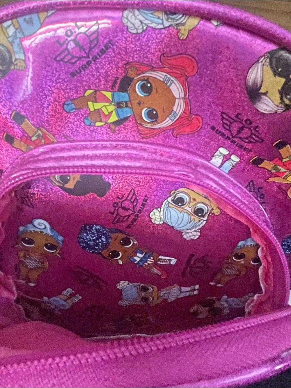 L.O.L. Surprise! Pink Glitter Mini Backpack with Teal Hair Character